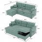 L Shape Linen Sofa Bed With Storage Sleep Function 3 Seater Modern Lounge Sofa