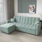 L Shape Linen Sofa Bed With Storage Sleep Function 3 Seater Modern Lounge Sofa