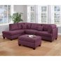 L Shape Reversible Sectional Sofa Modern Living Room Sofa 3pc Set Polyfiber Couch with Ottoman