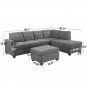 104.7“ Modern Sectional Sofa Couch with Ottoman Sofas Living Room Furniture Sets