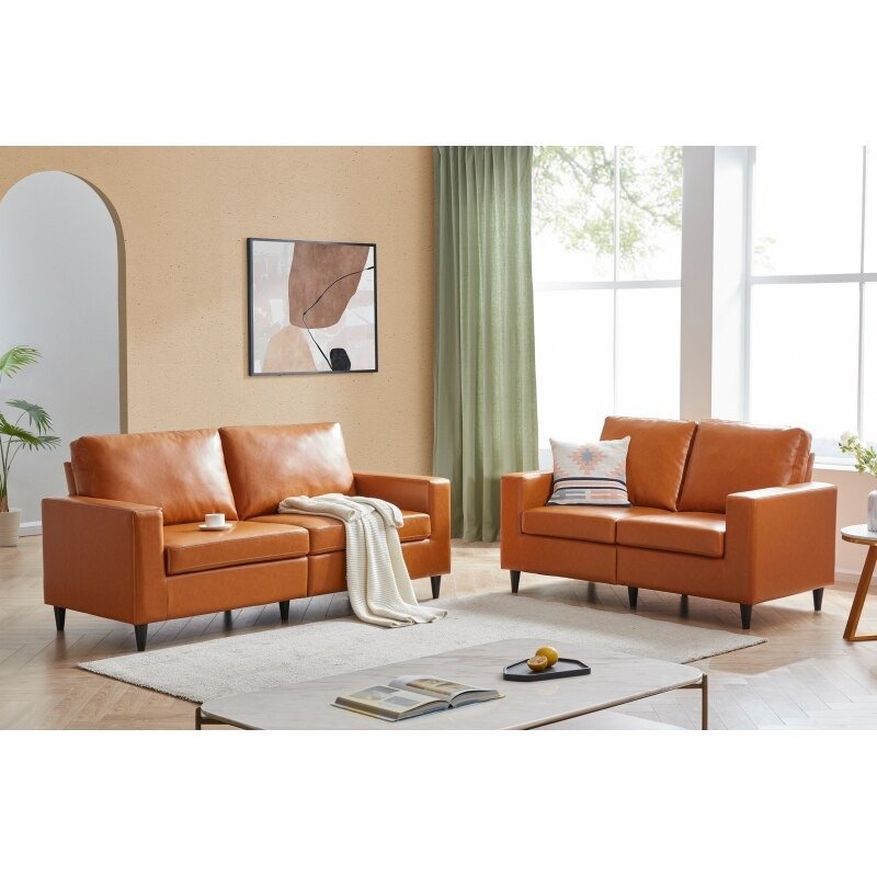 Sectional Sofa Set Modern Style PU Leather Couch Furniture Upholstered 3 Seater Sofa Couch