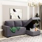 91" Reversible Pull out Sleeper Sectional Storage Sofa Bed,Corner Sofa-Bed with Storage Chaise