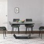 Modern Dining Table, Gray Sintered Stone Tabletop Dining Table with Carbon Steel Base