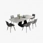 Modern Dining Table, Gray Sintered Stone Tabletop Dining Table with Carbon Steel Base