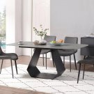Modern Dining Table, Gray Sintered Stone Tabletop Dining Table with Carbon Steel Base