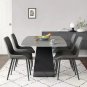 Modern Dining Table, Gray Sintered Stone Tabletop Dining Table with Carbon Steel Base