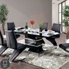 Extendable Dining Table Black 78" Smooth Base Chrome Finish With Leaves Modern Living Room Home