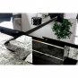 Extendable Dining Table Black 78" Smooth Base Chrome Finish With Leaves Modern Living Room Home