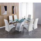 Rectangular Glass Top Dining Table, Modern Design Rectangular Room Table For Home (Black or White)
