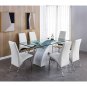 Rectangular Glass Top Dining Table, Modern Design Rectangular Room Table For Home (Black or White)