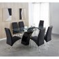 Rectangular Glass Top Dining Table, Modern Design Rectangular Room Table For Home (Black or White)