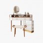 Modern Corner Makeup Vanity Table with LED Lighted Mirror, Vanity Desk with 5 Drawers, Piano Finish