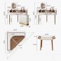 Modern Corner Makeup Vanity Table with LED Lighted Mirror, Vanity Desk with 5 Drawers, Piano Finish