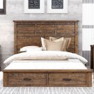 Rustic Queen Bed Reclaimed Solid Wood Framhouse Storage bed frame