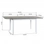 Extendable Dining Table, Removable Self-Storing Leaf, Grey wood table & white legs