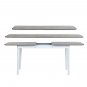 Extendable Dining Table, Removable Self-Storing Leaf, Grey wood table & white legs