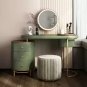 Modern Dressing Table Makeup Vanity Table With LED Lighted Mirror, Movable Tray Top