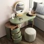 Modern Dressing Table Makeup Vanity Table With LED Lighted Mirror, Movable Tray Top