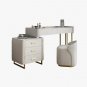 Makeup Vanity Set with LED Lighted Mirror, Side Cabinet and 5 Drawers, Modern Sintered Stone