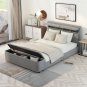Full Size Upholstery Platform Bed with Storage Headboard and Footboard,Support Legs,Grey