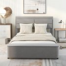 Full Size Upholstery Platform Bed with Storage Headboard and Footboard,Support Legs,Grey