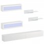 Wall Mount Floating TV Stand with Four Media Storage Cabinets and Two Shelves