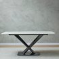 Modern Rectangular Dining Table Sintered Stone White Dining Table with Black X-Shaped