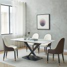 Modern Rectangular Dining Table Sintered Stone White Dining Table with Black X-Shaped