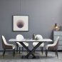 Modern Rectangular Dining Table Sintered Stone White Dining Table with Black X-Shaped