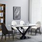 Modern Rectangular Dining Table Sintered Stone White Dining Table with Black X-Shaped