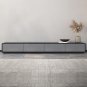 Wood Black TV Stand, Rectangular Grey Media Console with 4 Drawers for up to 80 Inch TV