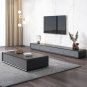 Wood Black TV Stand, Rectangular Grey Media Console with 4 Drawers for up to 80 Inch TV
