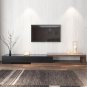 Extendable Black TV Stand, Wood Media Console for Up to 70 Inch TV with 2 Drawers