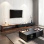 Extendable Black TV Stand, Wood Media Console for Up to 70 Inch TV with 2 Drawers