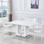 63"/78.7" Extendable Dining Table with Butterfly Leaf, High Gloss Lacquer Coating and Pedestal Base