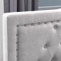 Traditional King Birch Frame Flat Bed 100% Polyester Fabric Bed Arched Headboard - Light Grey