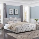 Traditional King Birch Frame Flat Bed 100% Polyester Fabric Bed Arched Headboard - Light Grey