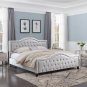Traditional King Birch Frame Flat Bed 100% Polyester Fabric Bed Arched Headboard - Light Grey