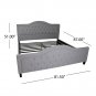 Traditional King Birch Frame Flat Bed 100% Polyester Fabric Bed Arched Headboard - Light Grey