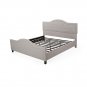 Traditional King Birch Frame Flat Bed 100% Polyester Fabric Bed Arched Headboard - Light Grey
