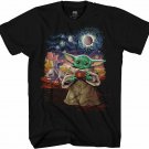 Mandalorian Grogu Baby Yoda Starry Night Star Wars Adult Men's T-Shirt Shirt NEW