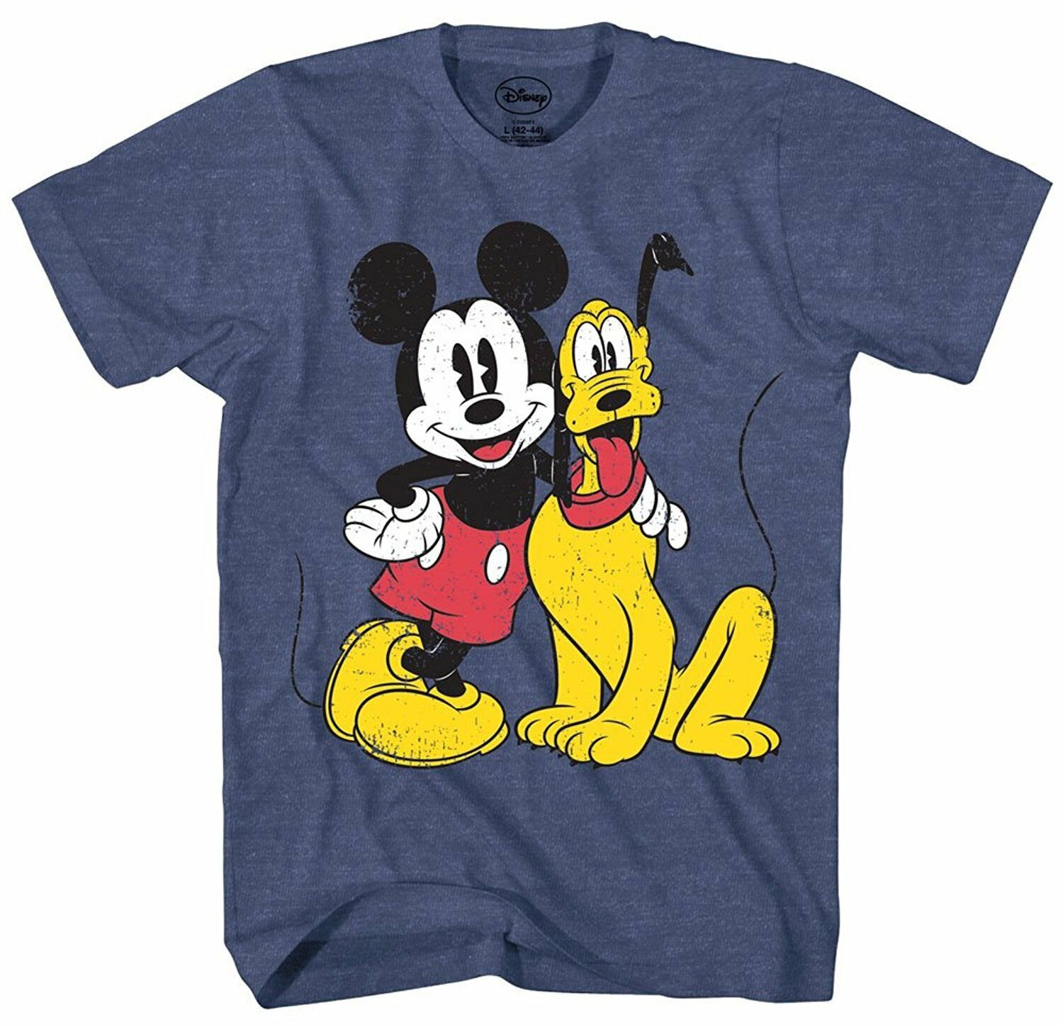 Mickey Mouse Pluto Distressed Disney Disneyland Adult Mens Graphic T-shirt Tee