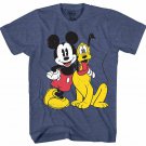 Mickey Mouse Pluto Distressed Disney Disneyland Adult Mens Graphic T-shirt Tee