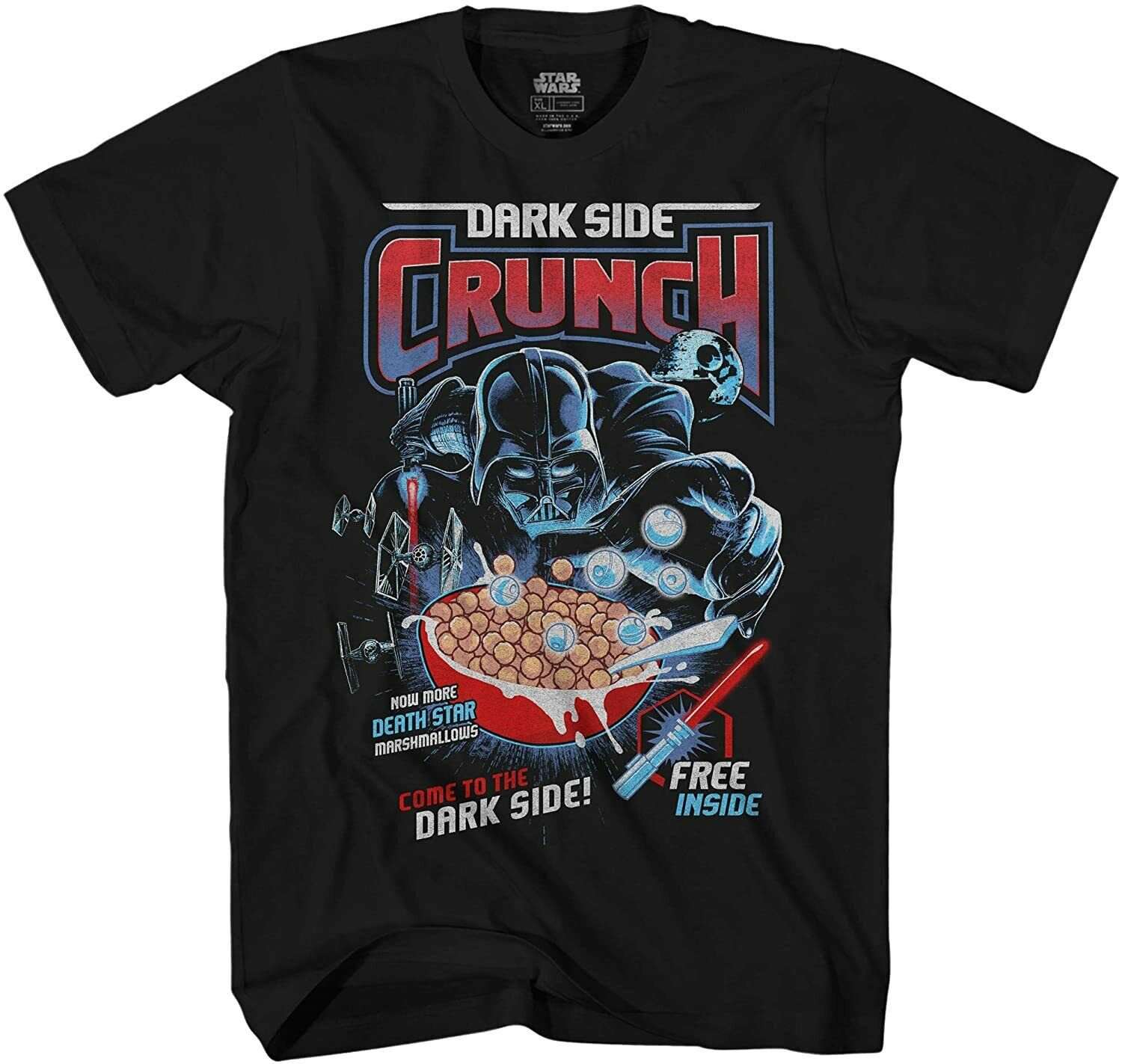 Star Wars Darth Vader Dark Side Crunch Adult Tee Graphic T-Shirt for Men Tshirt