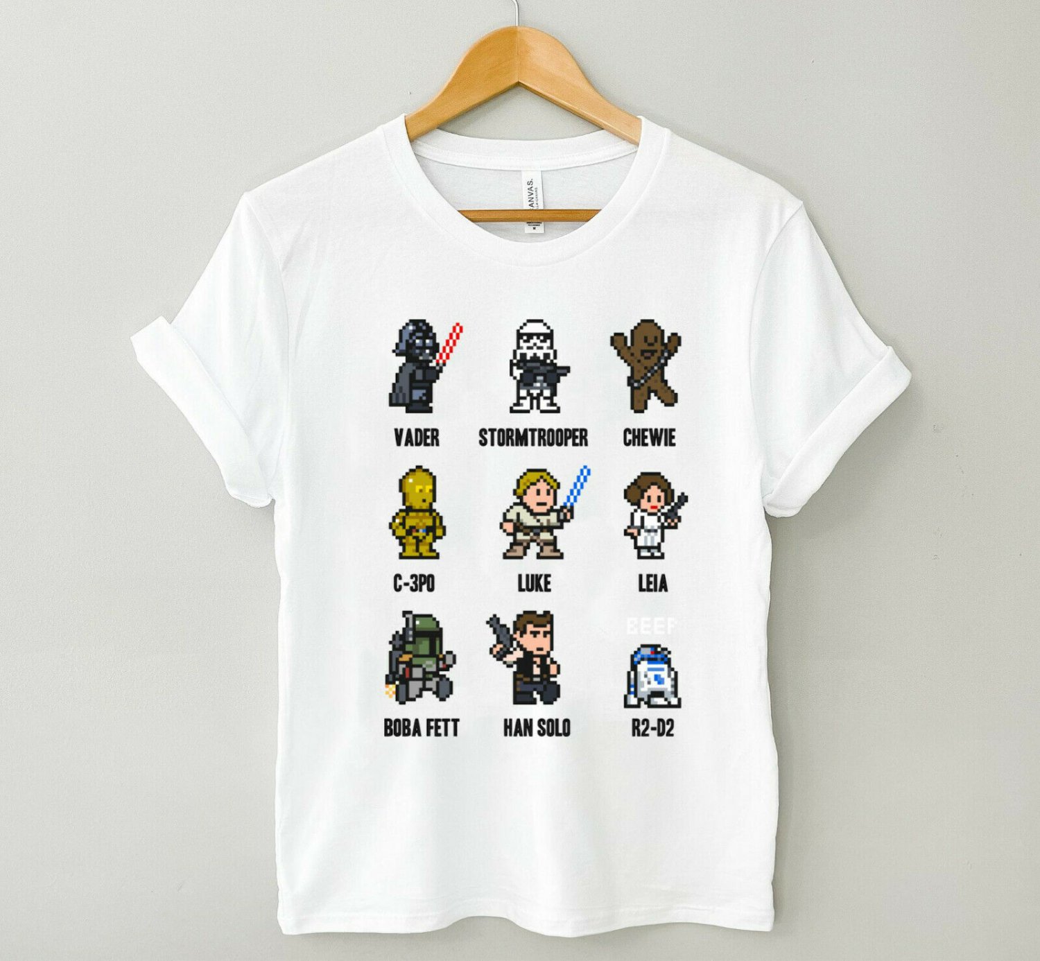 Star Wars Pixels T-shirt, Series Movie Unisex Adult Tee Graphic Tshirt