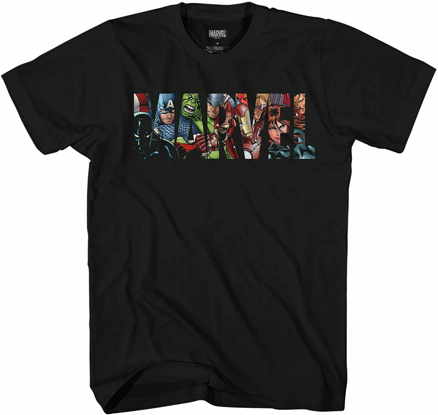 Team Logo Fill Marvel Adult Tee Graphic T-Shirt for Men Tshirt