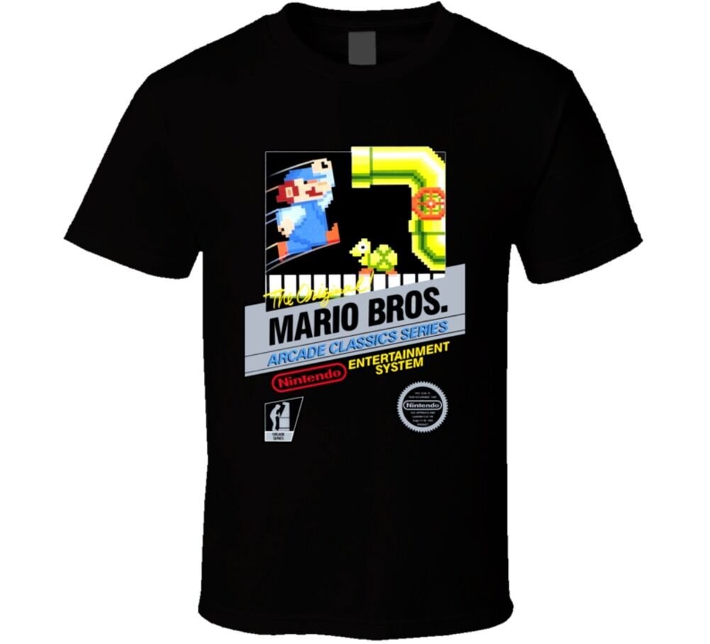Mario Bros Arcade NES Black Box Art Video Game T Shirt