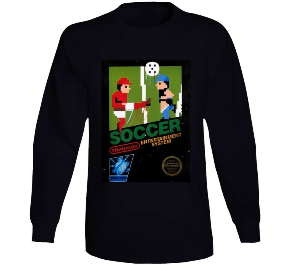 Soccer Nes Box Art Retro Video Game Long Sleeve T Shirt