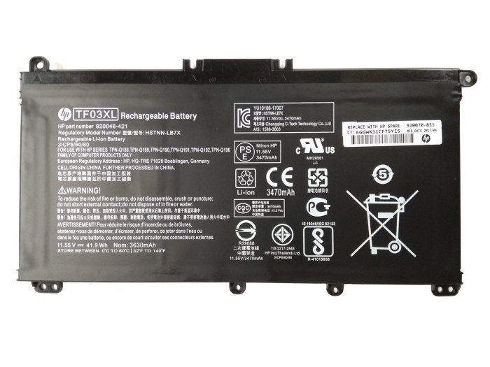 HP TF03XL Battery HSTNN-IB7Y For Pavilion 15-CC507NS 15-CC507NU 15-CC508NC
