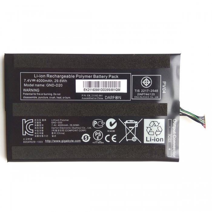 GND-D20 BATTERY EK.21102.001 FOR GIGABYTE S1080 S1081 S1082 TABLET PC
